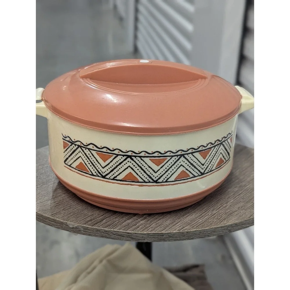 Vintage Boho Geometric Insulated Casserole Hot Pot Thermal Server Milton 7